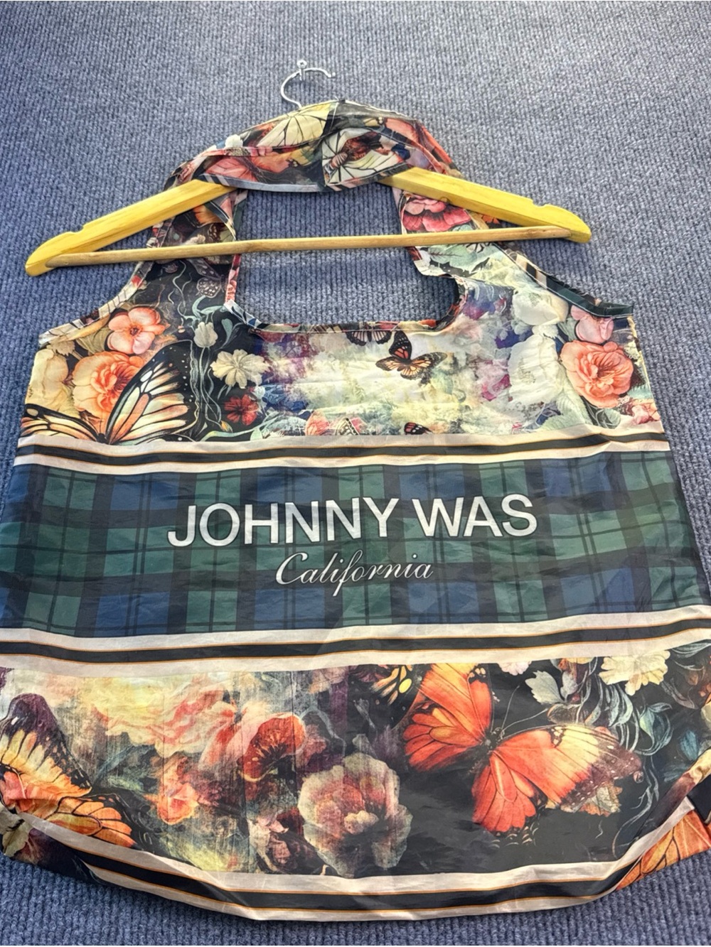 Johnny Was Multicolor Floral & Butterfly Plaid Tote